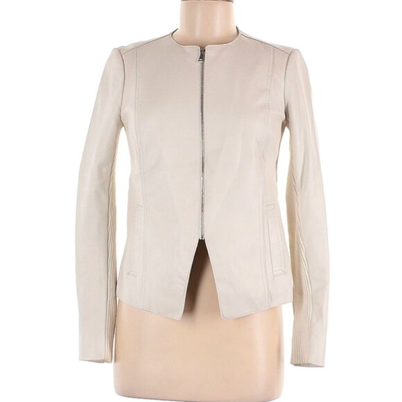 Vince White Leather Jacket